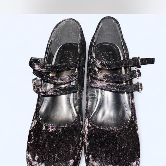 Dolls Kill Black Velvet Double Strap Heels - Picture 1 of 5